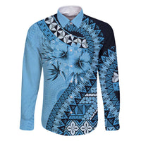 Bula Fiji Family Matching Mermaid Dress and Hawaiian Shirt Turquoise Kaivity Masi Tapa