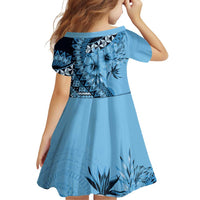 Bula Fiji Family Matching Off Shoulder Short Dress and Hawaiian Shirt Turquoise Kaivity Masi Tapa