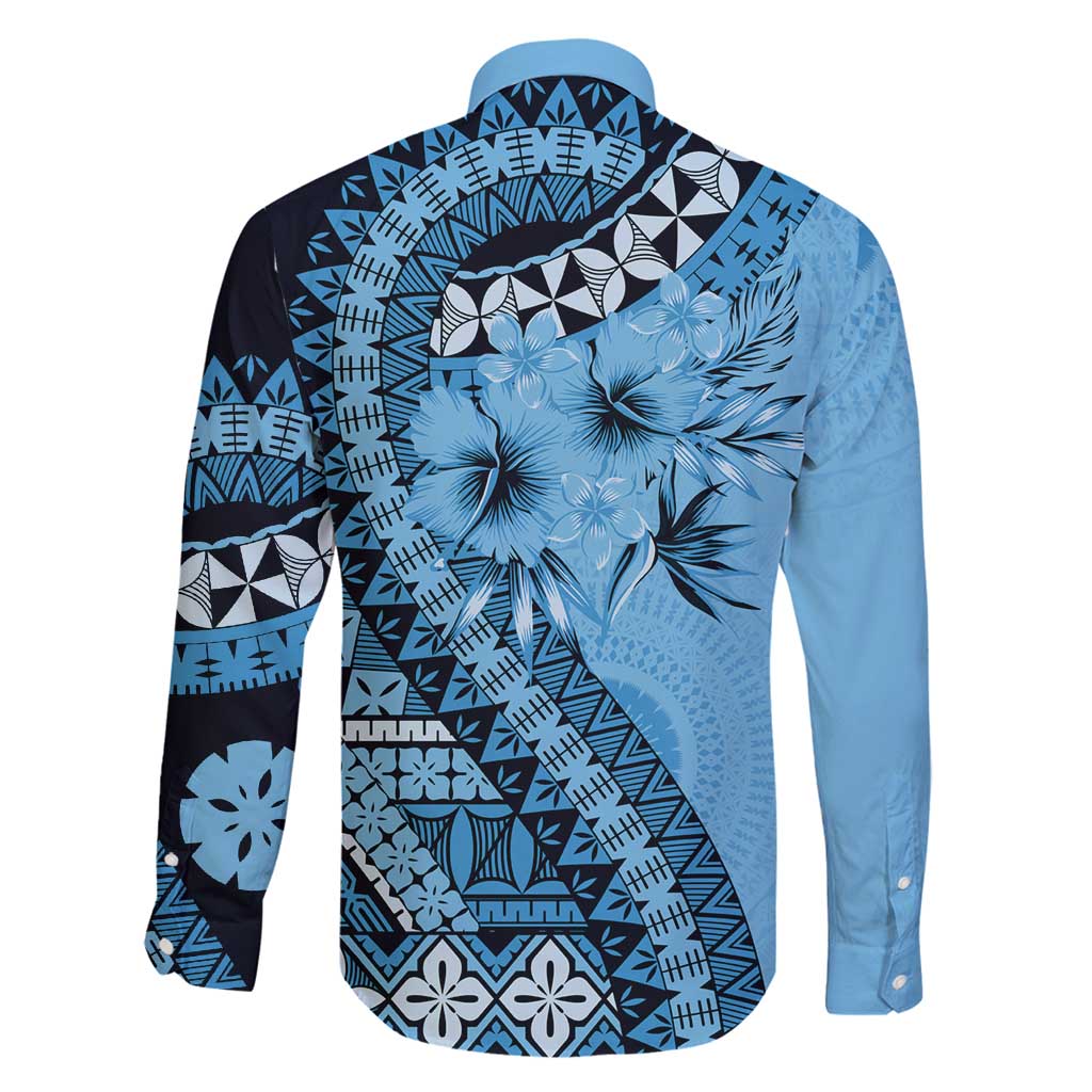 Bula Fiji Family Matching Puletasi and Hawaiian Shirt Turquoise Kaivity Masi Tapa