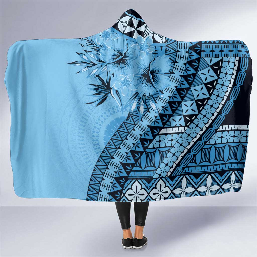 Bula Fiji Hooded Blanket Turquoise Kaivity Masi Tapa