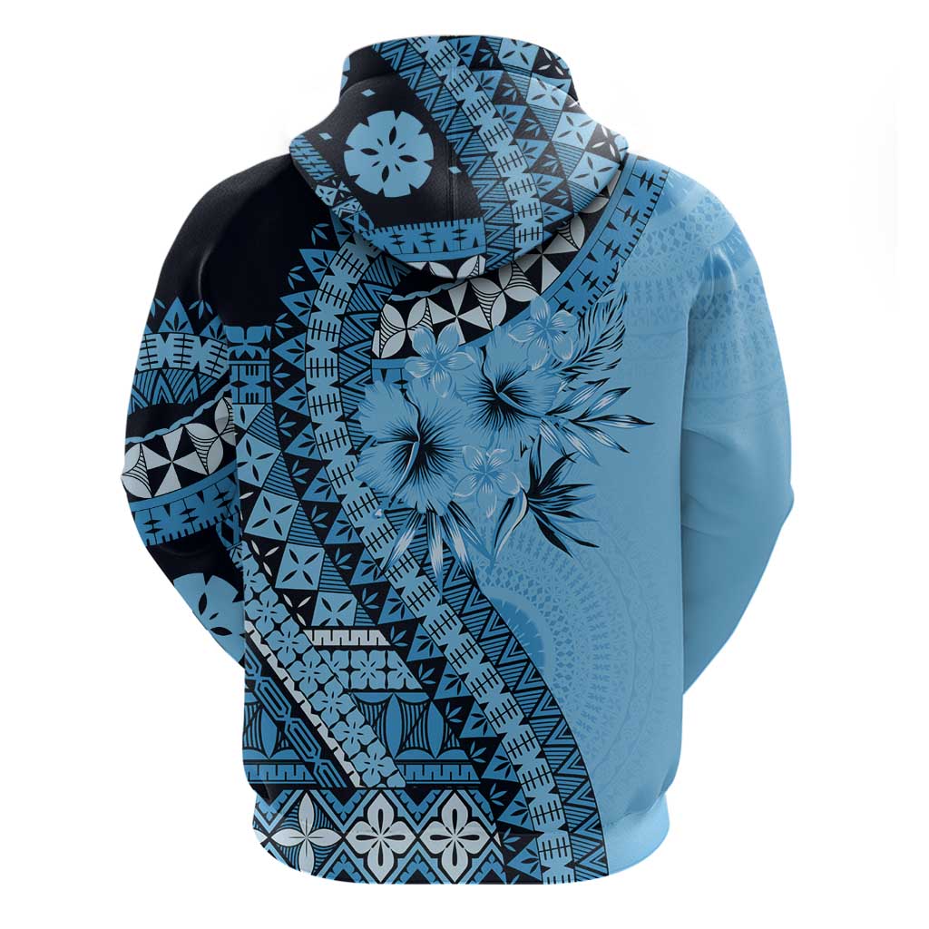 Bula Fiji Hoodie Turquoise Kaivity Masi Tapa LT7 - Polynesian Pride