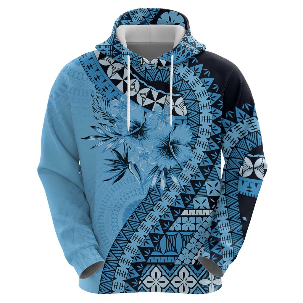 Bula Fiji Hoodie Turquoise Kaivity Masi Tapa LT7 - Polynesian Pride