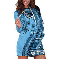 Bula Fiji Hoodie Dress Turquoise Kaivity Masi Tapa LT7 Turquoise - Polynesian Pride