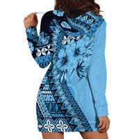 Bula Fiji Hoodie Dress Turquoise Kaivity Masi Tapa LT7 - Polynesian Pride