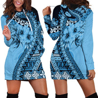 Bula Fiji Hoodie Dress Turquoise Kaivity Masi Tapa LT7 - Polynesian Pride