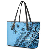Bula Fiji Leather Tote Bag Turquoise Kaivity Masi Tapa