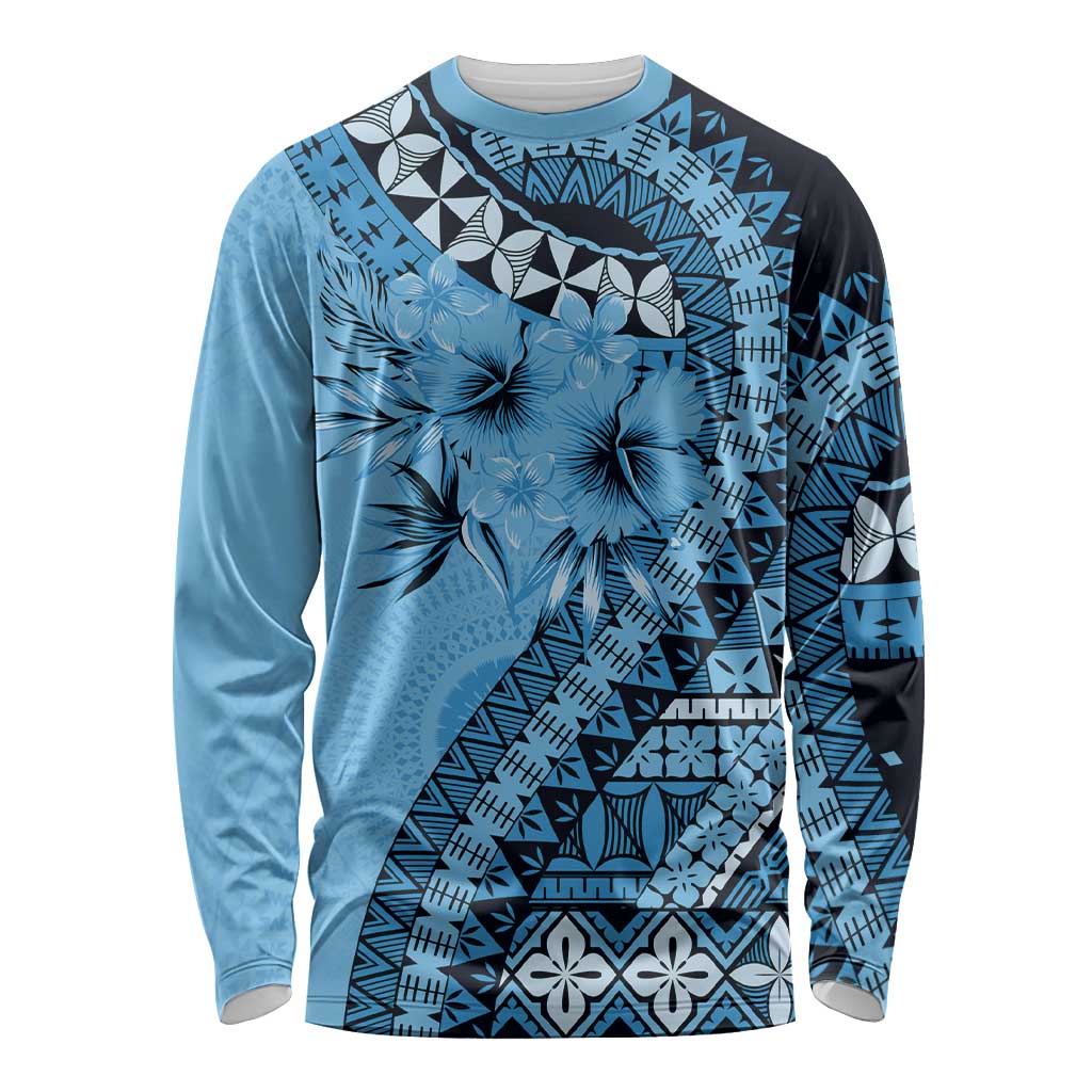 Bula Fiji Long Sleeve Shirt Turquoise Kaivity Masi Tapa