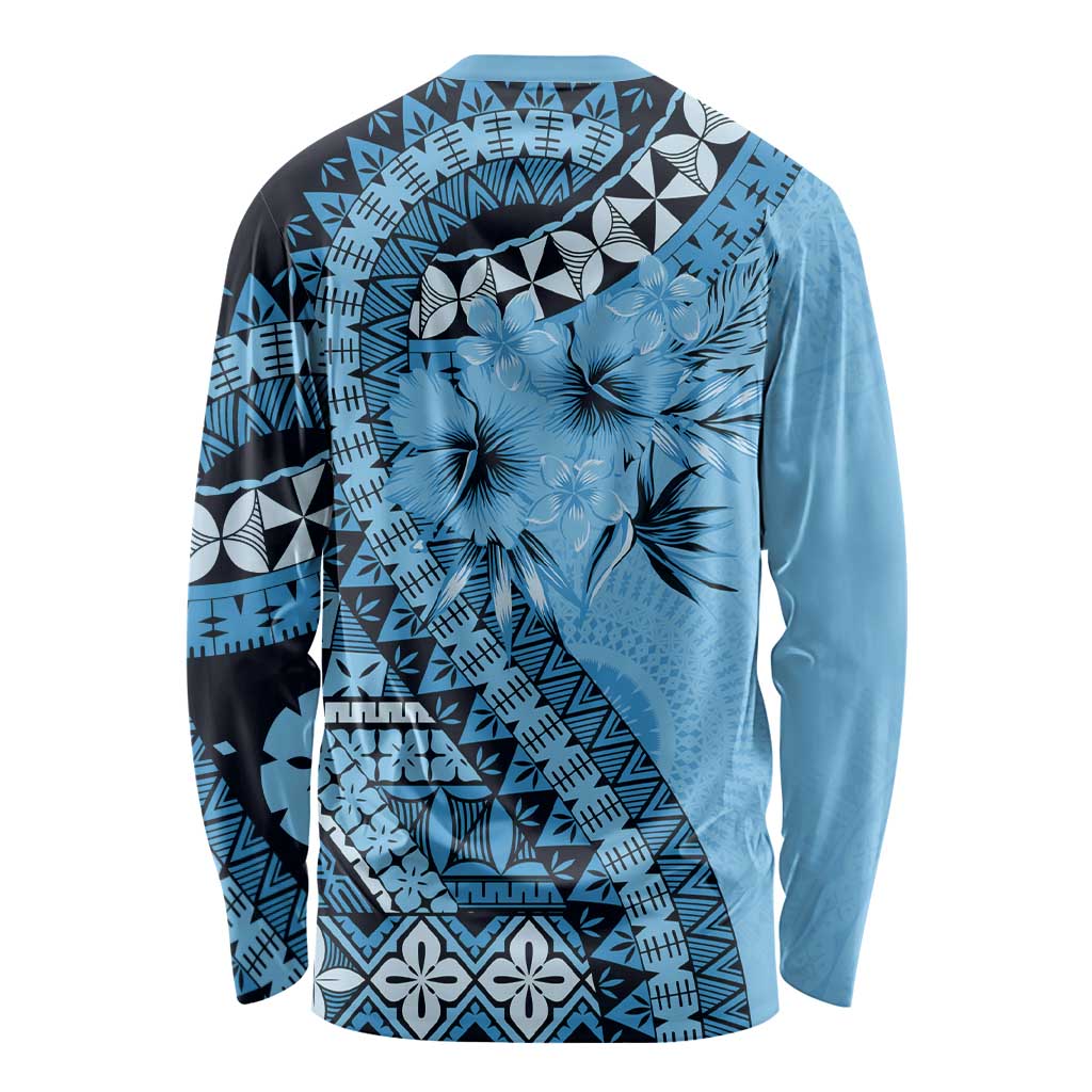 Bula Fiji Long Sleeve Shirt Turquoise Kaivity Masi Tapa