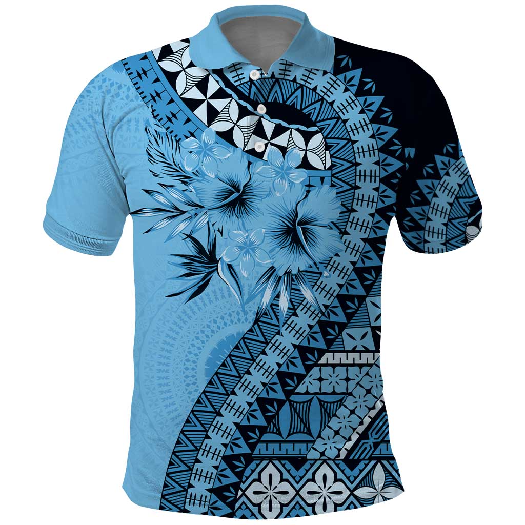 Bula Fiji Polo Shirt Turquoise Kaivity Masi Tapa