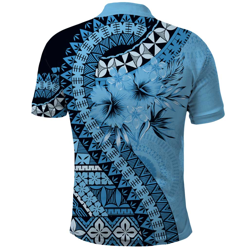 Bula Fiji Polo Shirt Turquoise Kaivity Masi Tapa