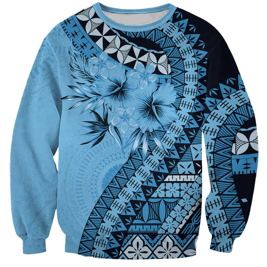 Bula Fiji Sweatshirt Turquoise Kaivity Masi Tapa