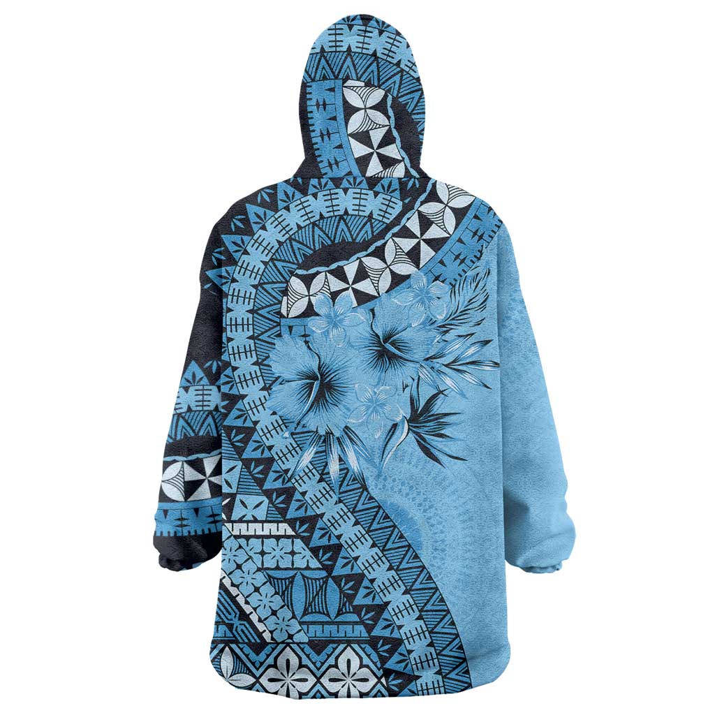 Bula Fiji Wearable Blanket Hoodie Turquoise Kaivity Masi Tapa LT7 - Polynesian Pride