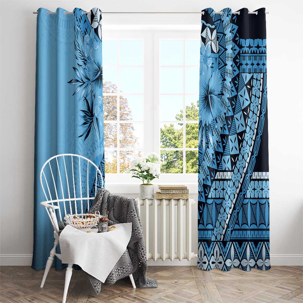 Bula Fiji Window Curtain Turquoise Kaivity Masi Tapa