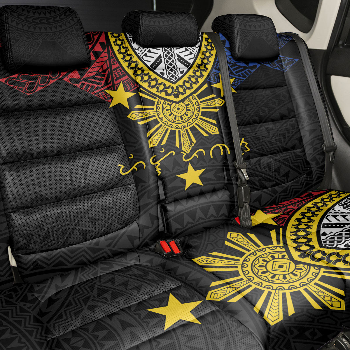 Philippines Heritage Baybayin Mix Polynesian Back Car Seat Cover LT7 - Polynesian Pride