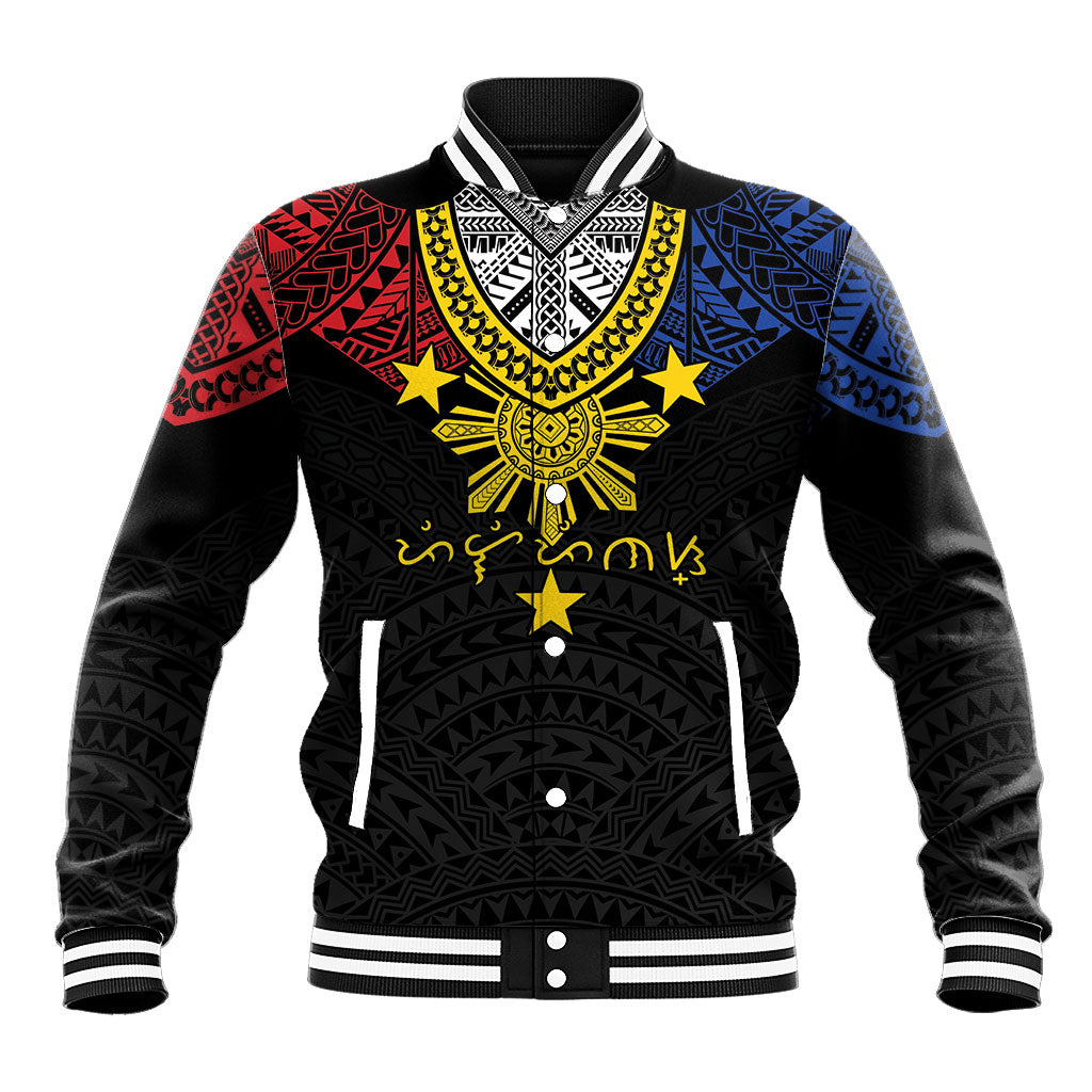 Philippines Heritage Baybayin Mix Polynesian Baseball Jacket