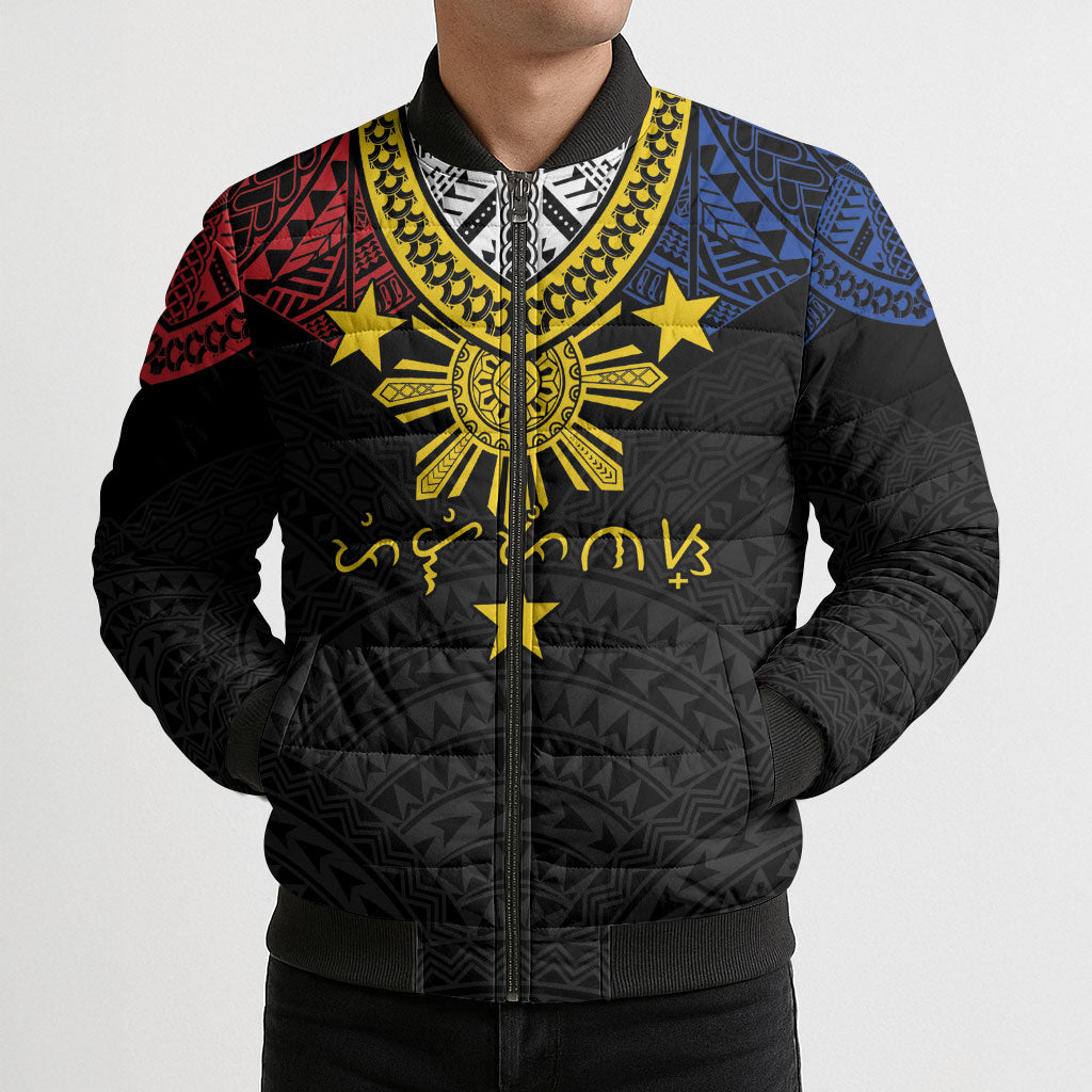 Philippines Heritage Baybayin Mix Polynesian Bomber Puffer Jacket