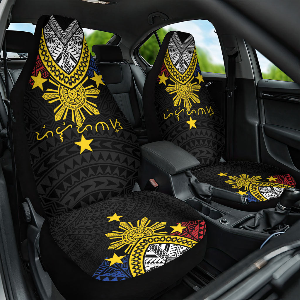 Philippines Heritage Baybayin Mix Polynesian Car Seat Cover LT7 One Size Black - Polynesian Pride