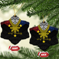 Philippines Heritage Baybayin Mix Polynesian Ceramic Ornament LT7 Snow Flake Black - Polynesian Pride
