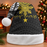 Philippines Heritage Baybayin Mix Polynesian Christmas Santa Hat LT7 Without Fur Black - Polynesian Pride