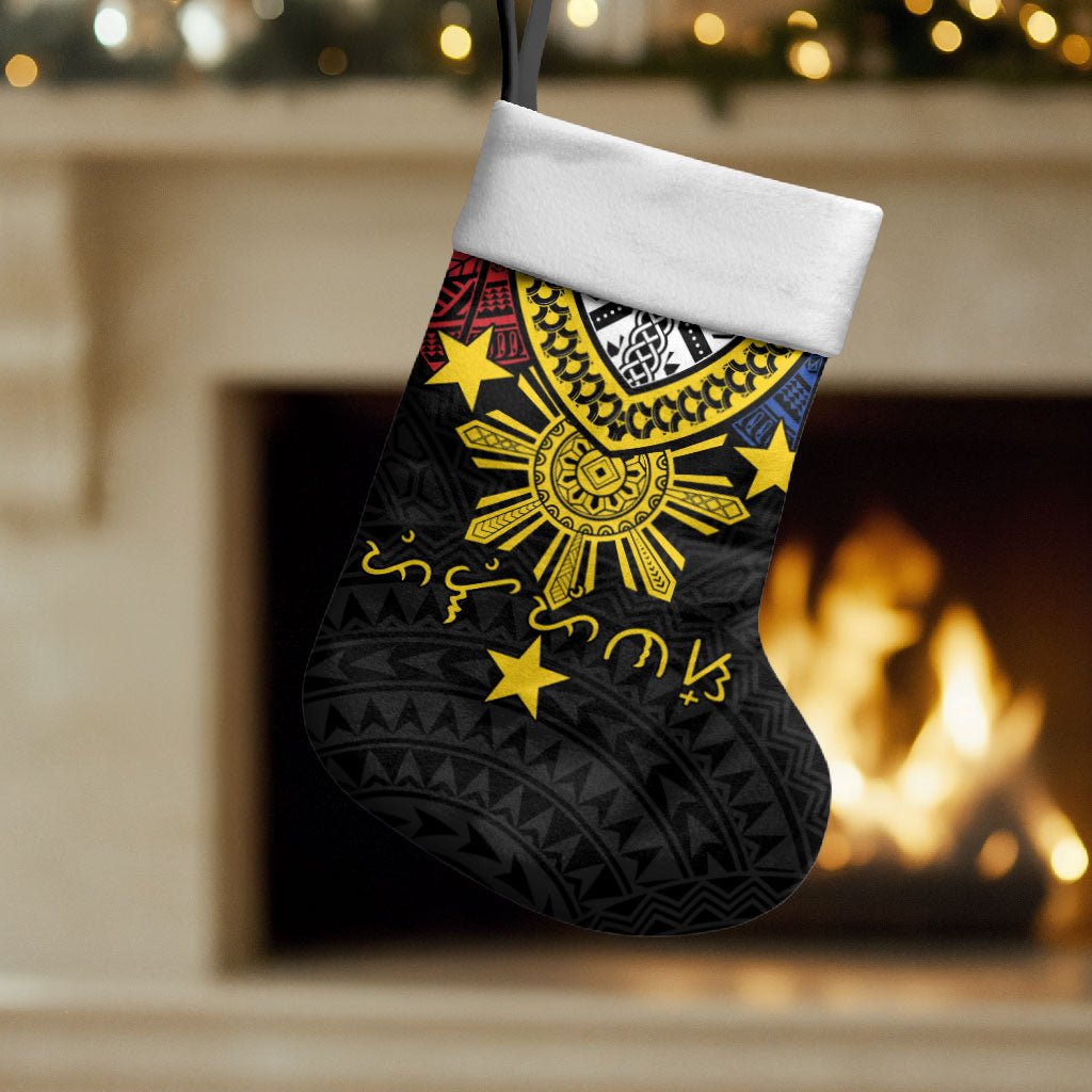 Philippines Heritage Baybayin Mix Polynesian Christmas Stocking LT7 Set of 2 Black - Polynesian Pride