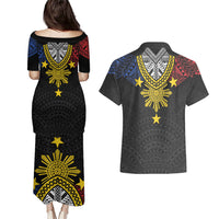 Philippines Heritage Baybayin Mix Polynesian Couples Matching Puletasi and Hawaiian Shirt