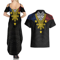 Philippines Heritage Baybayin Mix Polynesian Couples Matching Summer Maxi Dress and Hawaiian Shirt
