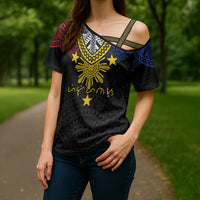 Philippines Heritage Baybayin Mix Polynesian Cross Shoulder Shirt LT7 - Polynesian Pride