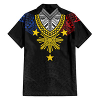 Philippines Heritage Baybayin Mix Polynesian Family Matching Long Sleeve Bodycon Dress and Hawaiian Shirt