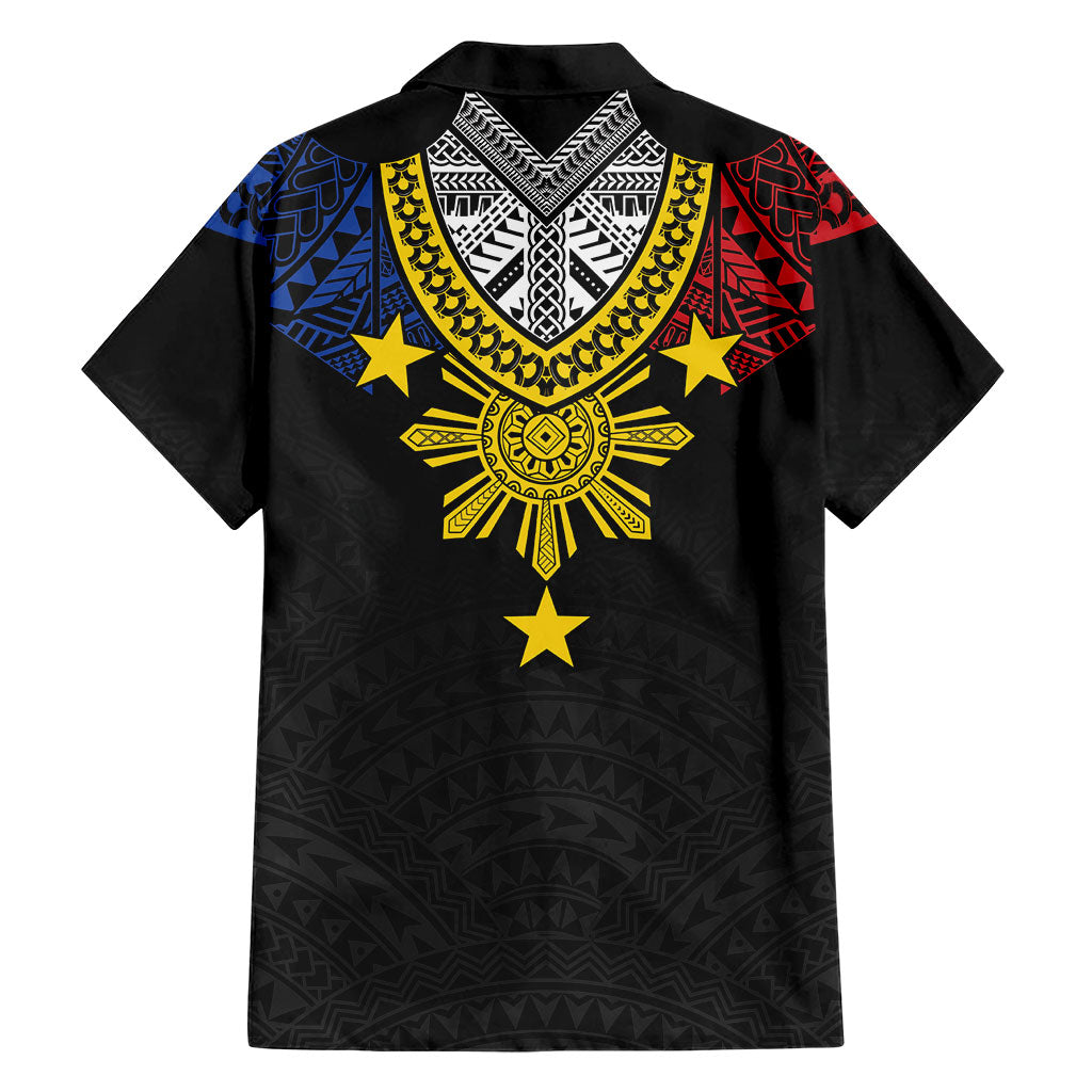 Philippines Heritage Baybayin Mix Polynesian Family Matching Off The Shoulder Long Sleeve Dress and Hawaiian Shirt