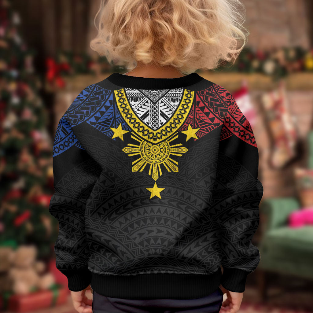 Philippines Heritage Baybayin Mix Polynesian Kid Ugly Christmas Sweater LT7 - Polynesian Pride