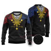 Philippines Heritage Baybayin Mix Polynesian Ugly Christmas Sweater LT7 Black - Polynesian Pride