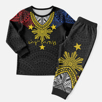 Philippines Heritage Baybayin Mix Polynesian Christmas Pajama Set LT7 Men Black - Polynesian Pride