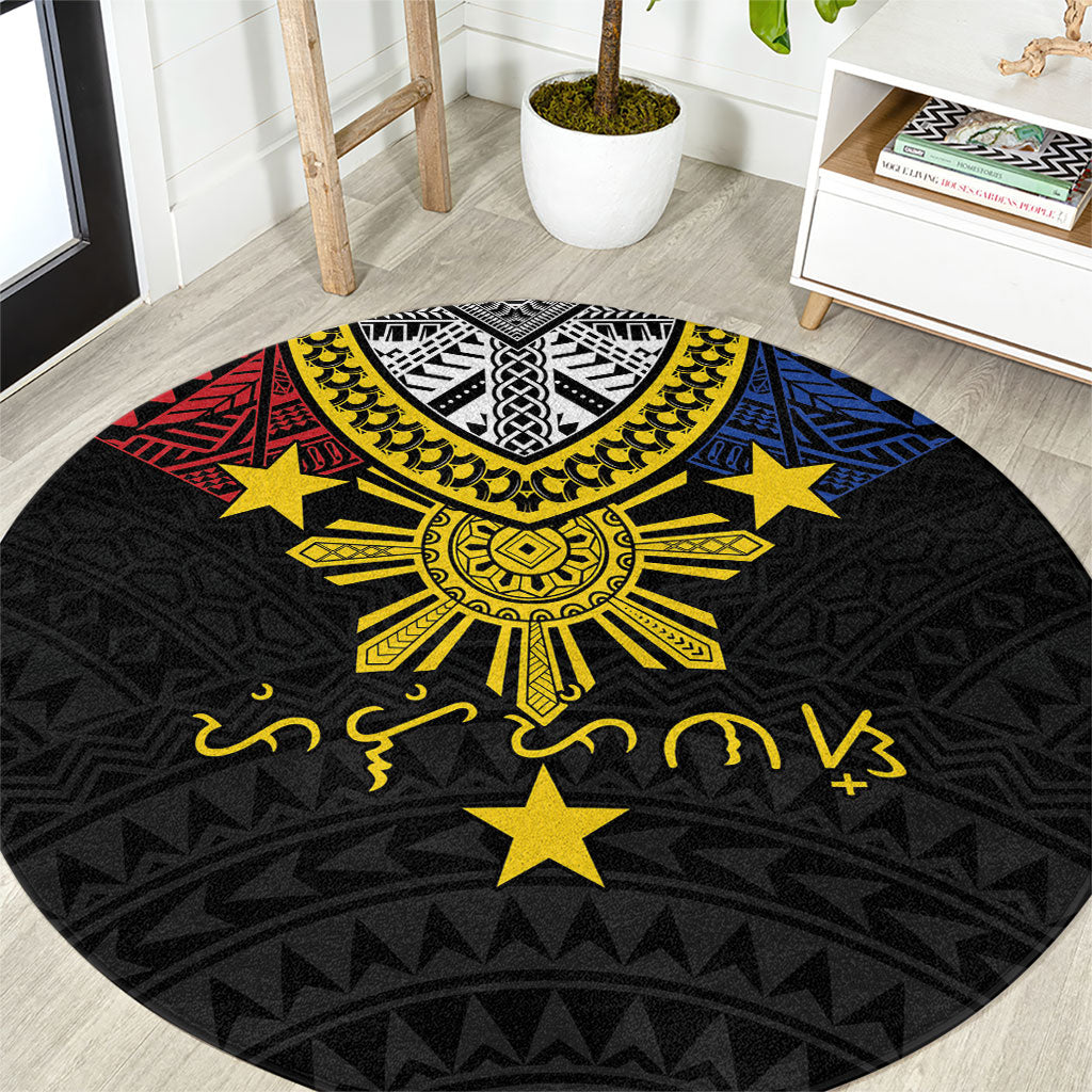 Philippines Heritage Baybayin Mix Polynesian Round Carpet