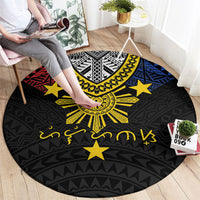 Philippines Heritage Baybayin Mix Polynesian Round Carpet