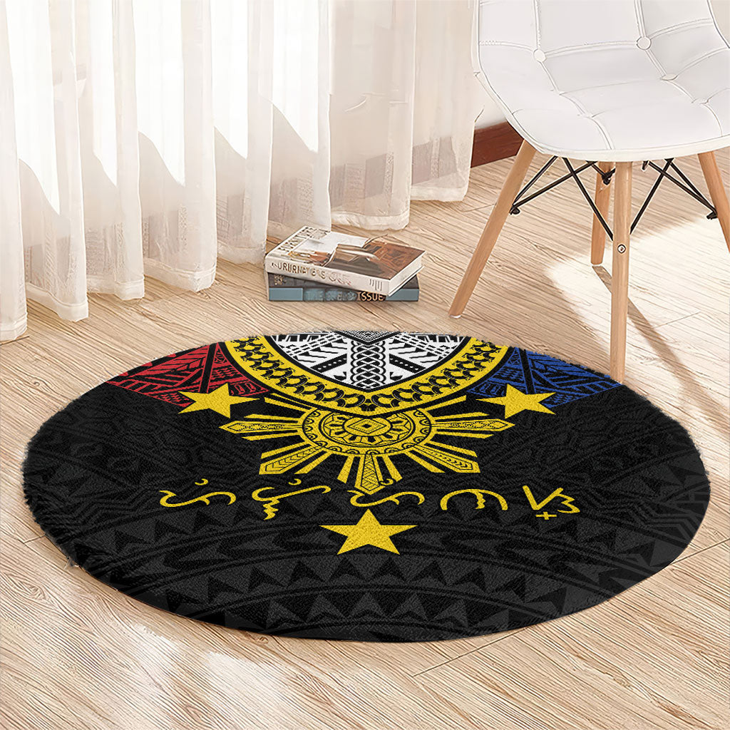 Philippines Heritage Baybayin Mix Polynesian Round Carpet