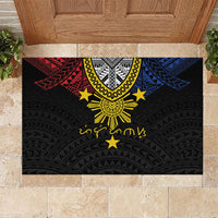Philippines Heritage Baybayin Mix Polynesian Rubber Doormat LT7 Black - Polynesian Pride
