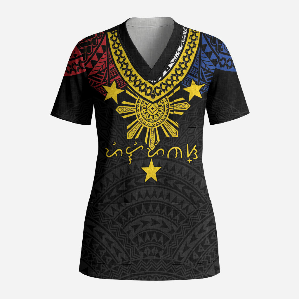 Philippines Heritage Baybayin Mix Polynesian Scrub Top