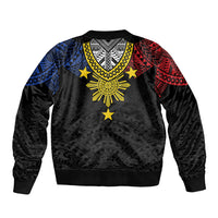 Philippines Heritage Baybayin Mix Polynesian Sleeve Zip Bomber Jacket LT7 - Polynesian Pride