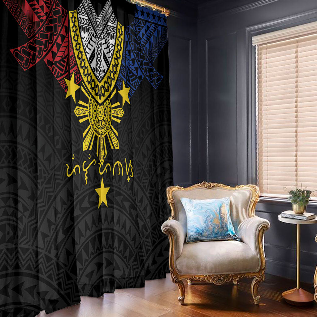 Philippines Heritage Baybayin Mix Polynesian Window Curtain