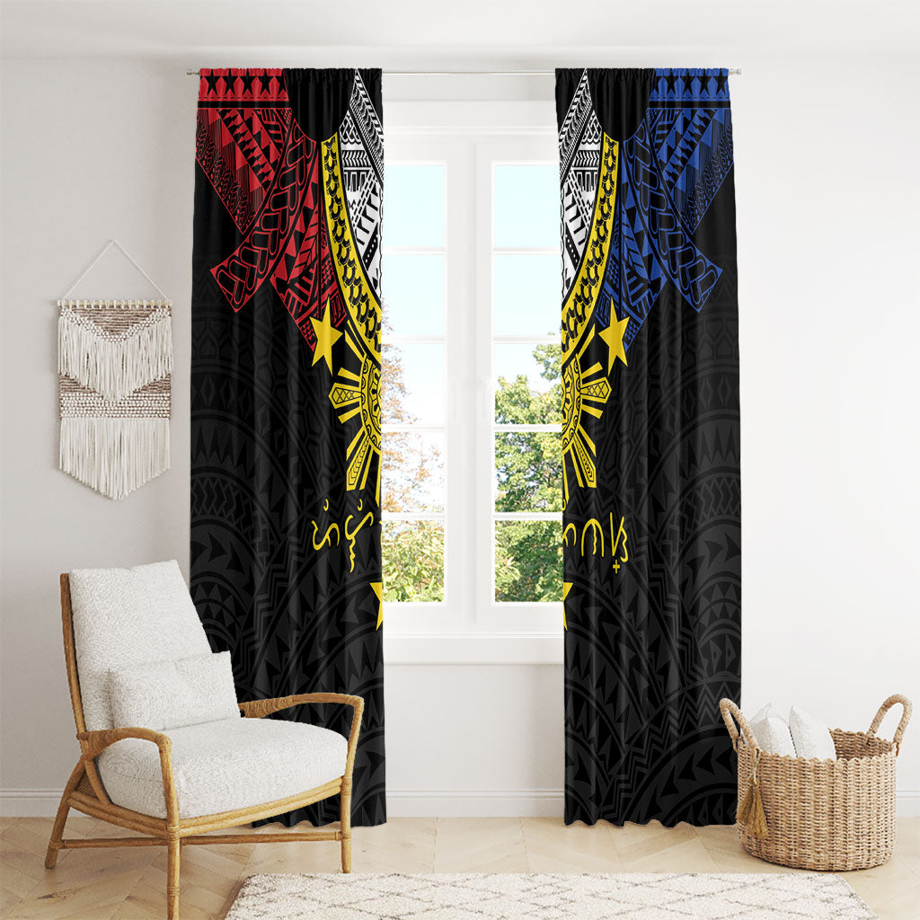 Philippines Heritage Baybayin Mix Polynesian Window Curtain