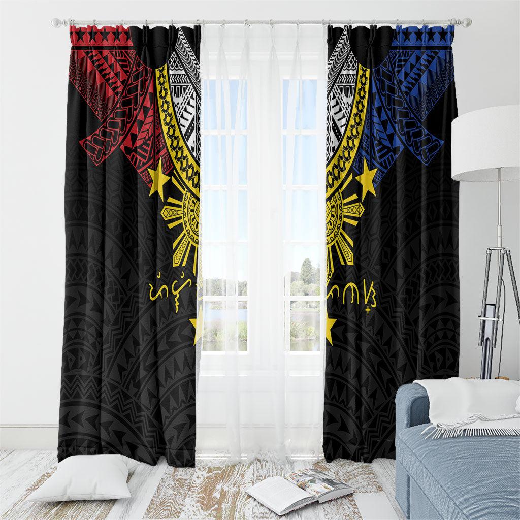 Philippines Heritage Baybayin Mix Polynesian Window Curtain