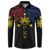 Philippines Heritage Personalized Button Sweatshirt Baybayin Philipinas Sun