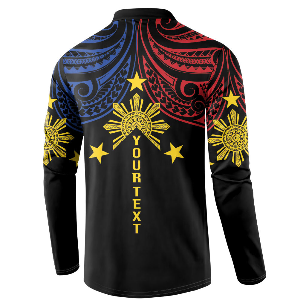 Philippines Heritage Personalized Button Sweatshirt Baybayin Philipinas Sun
