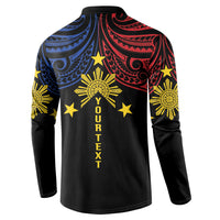 Philippines Heritage Personalized Button Sweatshirt Baybayin Philipinas Sun