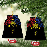 Philippines Heritage Ceramic Ornament Baybayin Philipinas Sun LT7 Bell Flake Black - Polynesian Pride
