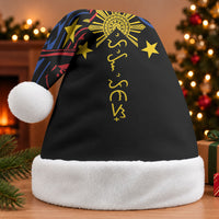 Philippines Heritage Christmas Santa Hat Baybayin Philipinas Sun LT7 Without Fur Black - Polynesian Pride