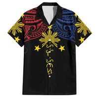 Philippines Heritage Personalized Family Matching Off The Shoulder Long Sleeve Dress and Hawaiian Shirt Baybayin Philipinas Sun