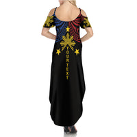 Philippines Heritage Personalized Family Matching Summer Maxi Dress and Hawaiian Shirt Baybayin Philipinas Sun LT7 - Polynesian Pride