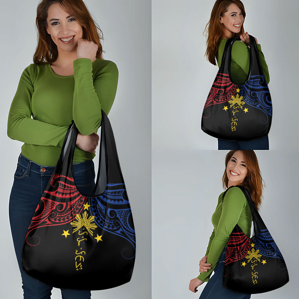 Philippines Heritage Grocery Bag Baybayin Philipinas Sun