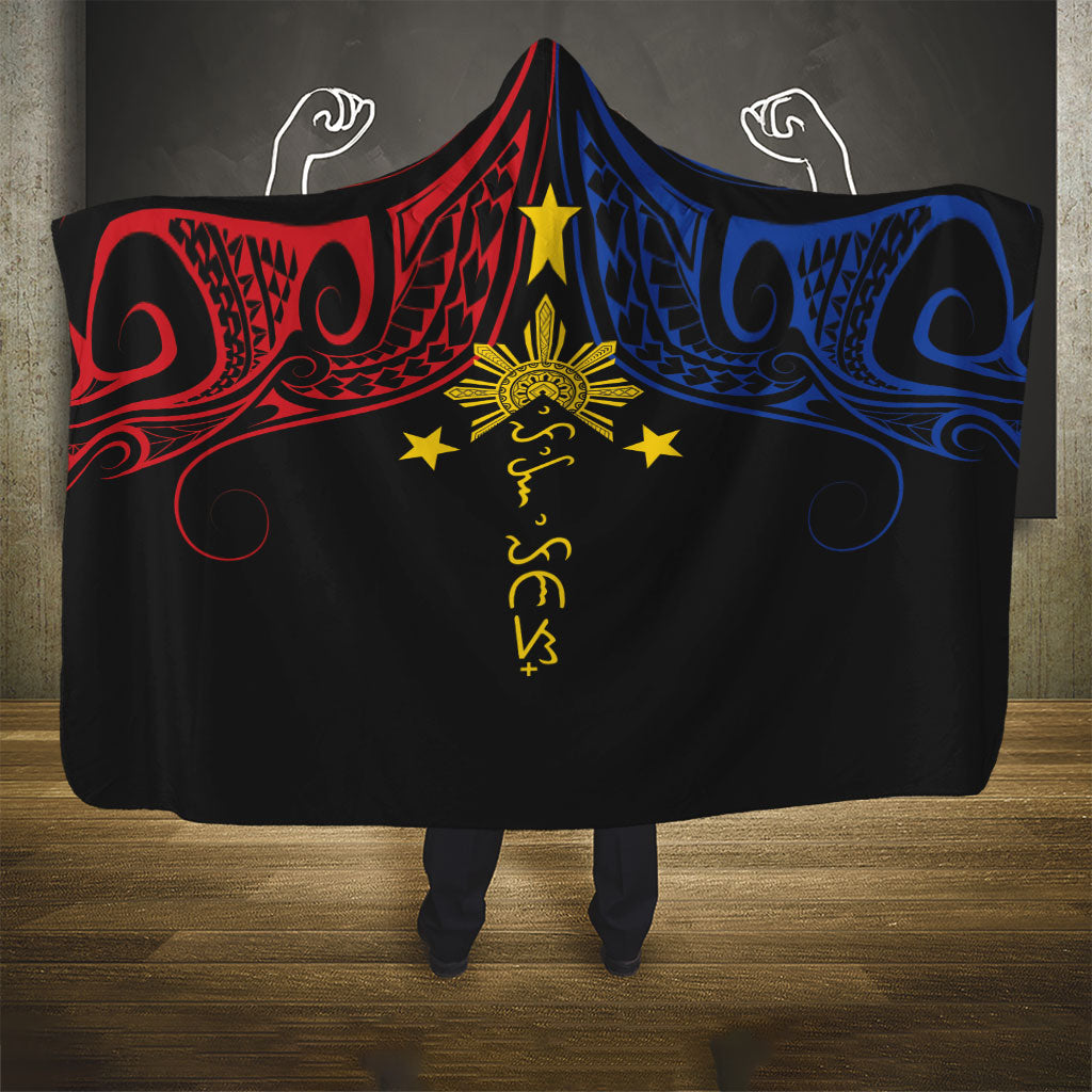 Philippines Heritage Hooded Blanket Baybayin Philipinas Sun